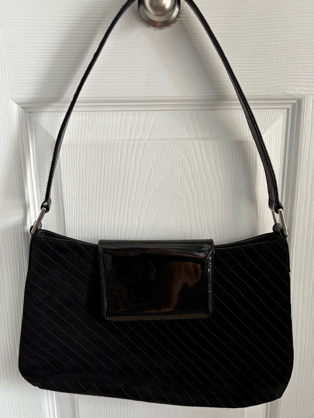 Vintage Carbotti Black Patent & Suede Bag | Y2K Shoulder Bag